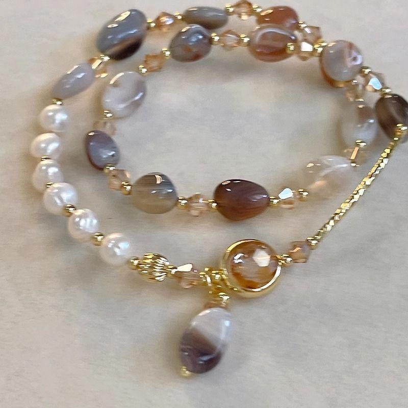 Product Introduction of Luxury Pearl Double Layer New Bracelet Crystal High-end Beaded Vintage Niche Exquisite Temperament Bangle Jewelry wlw  bracelets gelang  ldr  bergetar sweet  alhambra  bracelet cubic  zirconia 14
