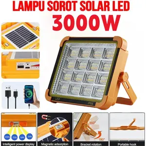 3000W Lampu Emergency LED Tahan Lama Lampu Camping Super Terang Anti Air Solar Rechargeable Multifungsi Lampu Outdoor Tenaga Matahari