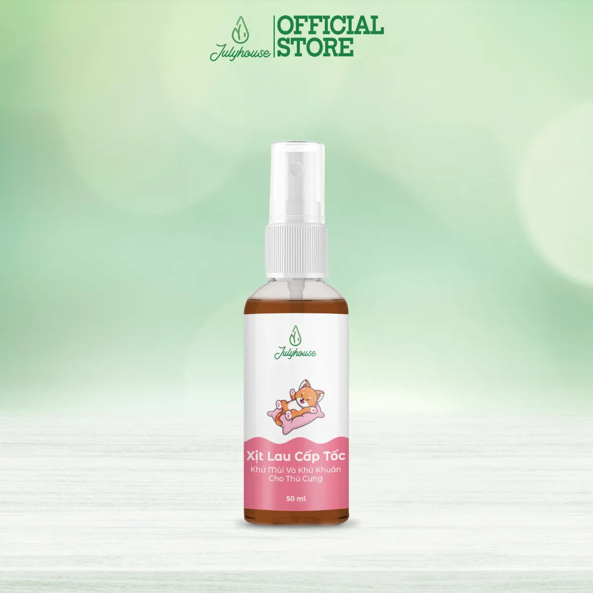 Nước lau sàn cấp tốc dạng xịt khử khuẩn khử mùi chó mèo 50ml JULYHOUSE kết hợp tinh dầu Oải Hương, Khuynh Diệp, Sả Chanh