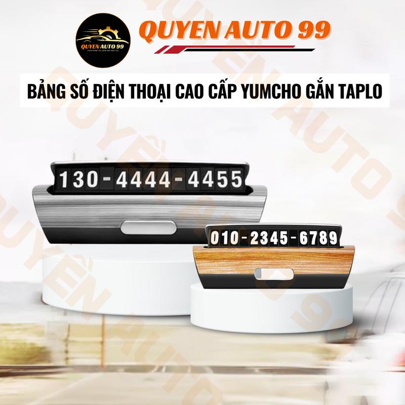 Bảng số điện thoại trên ô tô cao cấp YUMCHO gắn taplo để lại số điện thoại khi đỗ xe vân gỗ đá sang trọng 1