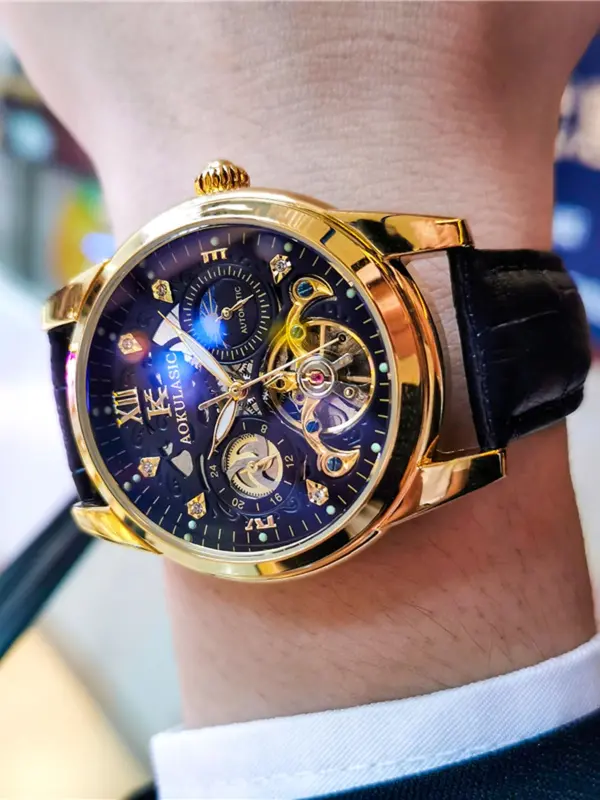 Men's Business Fashion Mechanical Watch, Fashion Watch with Luminous Dial & Analog Display, Trendy Watch for Daily Life 7