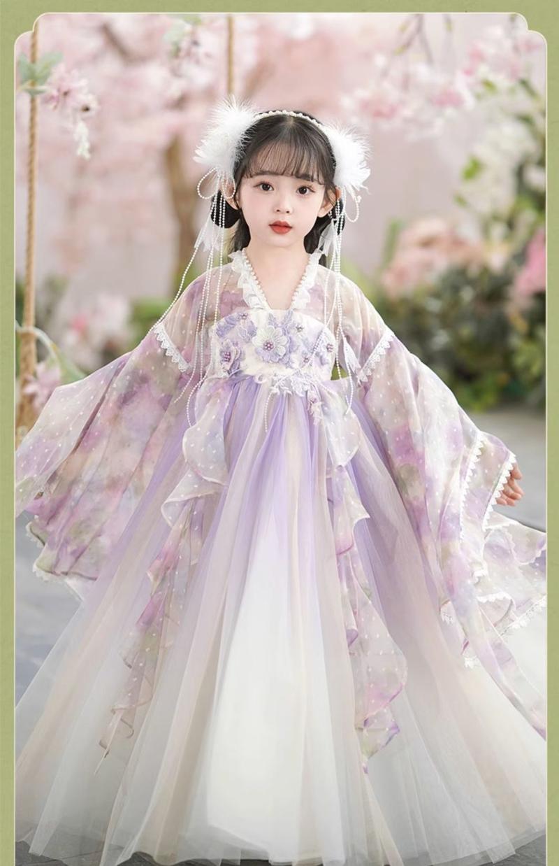 Product Introduction of Váy Trang Phục Trung Quốc Phong Cách Hanfu, Cô Gái Hoa Thần, Siêu Thanh Lịch, Váy Áo Khoác Và Váy Trẻ Em Phong Cách Cổ Trang Thích Hợp Cho Mùa Hè, Mỏng, Cho Bé Gái 11