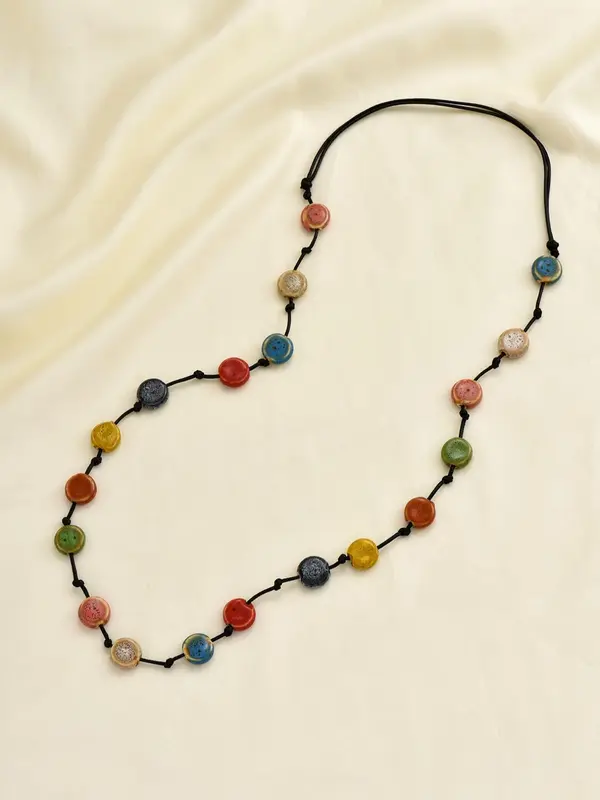 Boho Style Colorful Ceramic Bead Woven Pendant Necklace, Women's Sweater Chains Or Long Dress Accessories for Party, Daily Clothing Decor 3