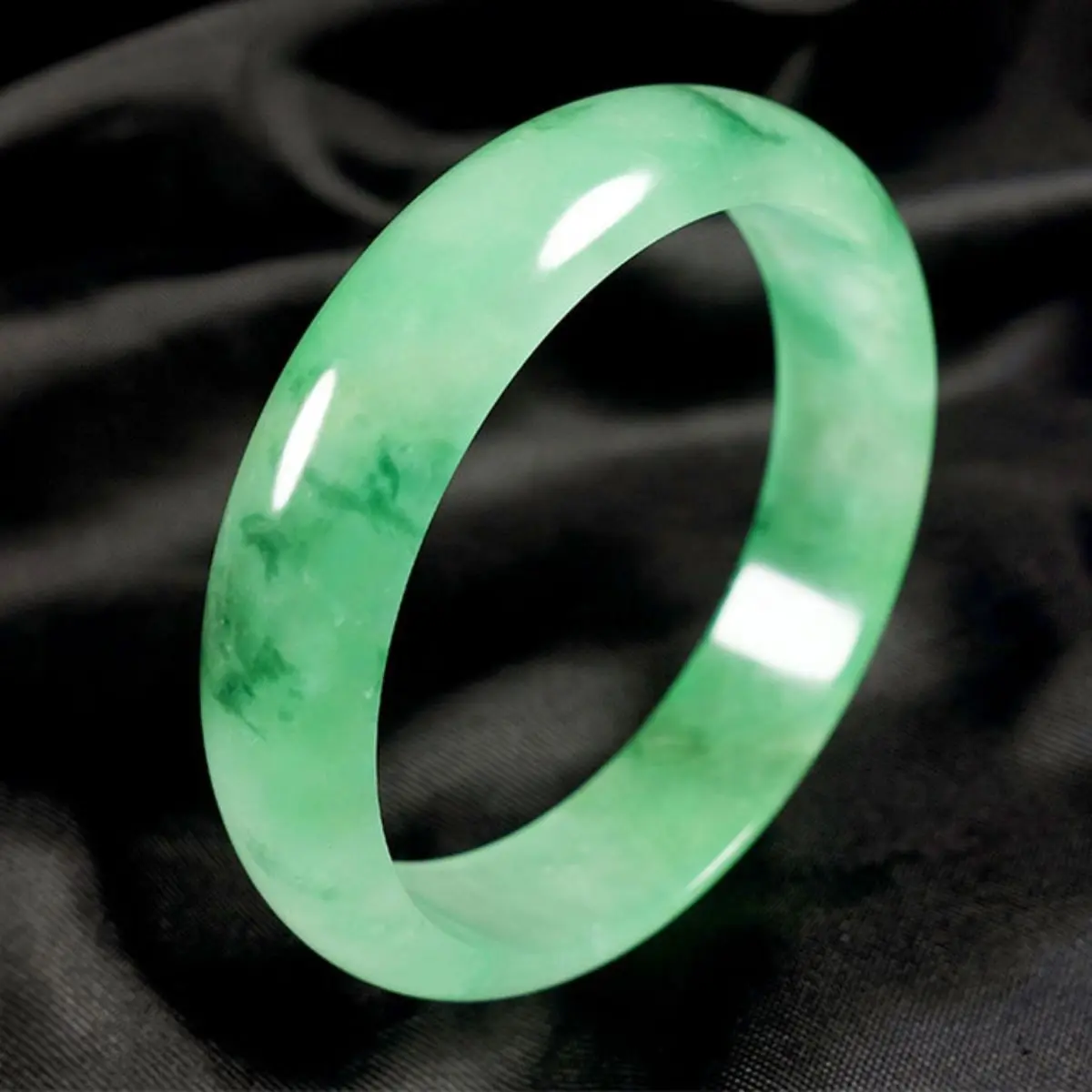 [Có giấy chứng nhận] Miến Điện Xanh Lá nổi ánh sáng Xanh Lá hoa nổi Jade Bracelet Jade Bracelet cho phụ nữ Jade Bangle quà tặng sinh nhật hiện tại
