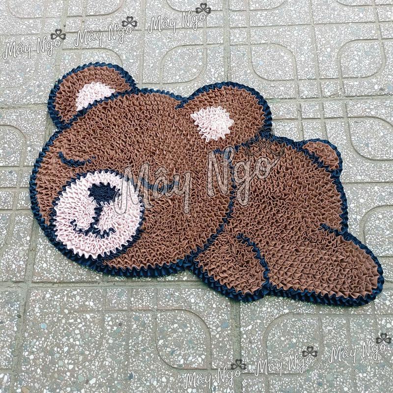 Thảm lau chân hình gấu ngủ thảm vải tự may thủ công