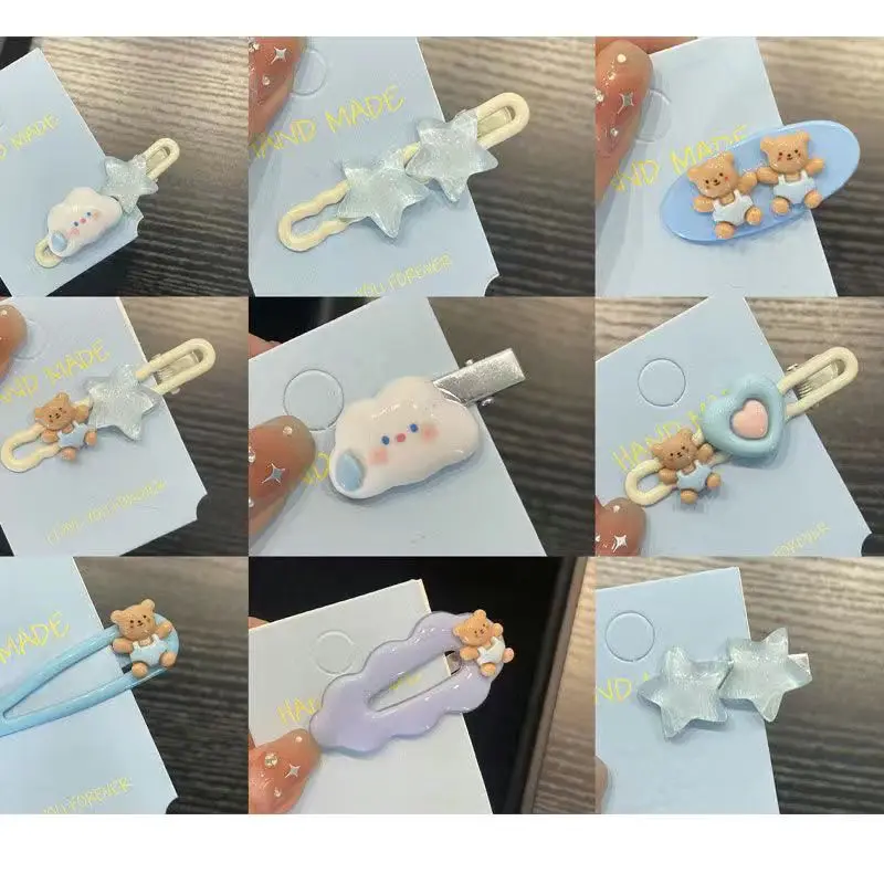 Kẹp Tóc Đám Mây, Thiết Kế Dễ Thương, Dành Cho Nữ, XINGX, Kẹp Tóc Mái Bên, Màu Xanh Dương, Thích Hợp Cho Trẻ Em, Kẹp Mỏ Vịt Gấu, Kẹp Tóc Con, Phụ Kiện Đội Đầu