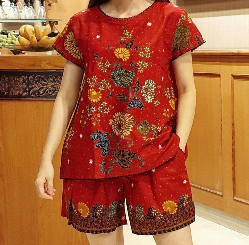 Product Introduction of Setelan batik wanita Bahan Katun Primis halus premium Warna Hitam Baju Batik Imlek wanita Mewah Lengan pendek 2