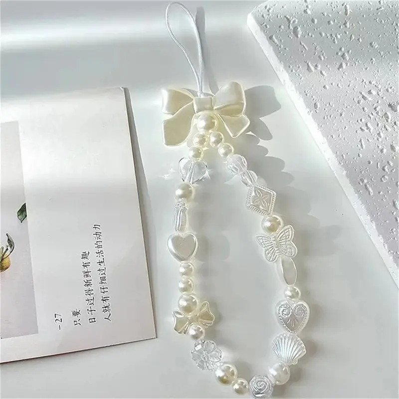 Dây Chuyền Điện Thoại, Phong Cách Hàn Quốc, Thiết Kế Nơ Trái Tim Quyến Rũ Dễ Thương, Dành Cho Phụ Nữ Và Trẻ Em Gái, 1 / 2 Cái, Dây Đeo Trang Sức Điện Thoại, Dây Đeo Buộc Đính Cườm, Phụ Kiện Dây Treo 3