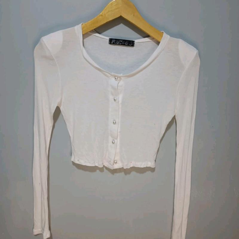 Baju Lidi-Lidi Crop Atasan Wanita Bahan Knit 2
