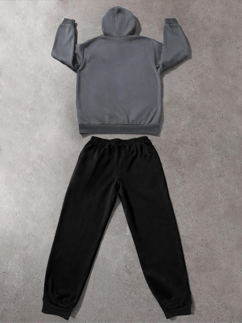 Product Introduction of Men's Regular Fit Rose Print Hoodie & Sweatpants Set, Casual Long Sleeve Hooded Sweatshirt & Jogger Pants, Men's Spring & Fall Clothes 8