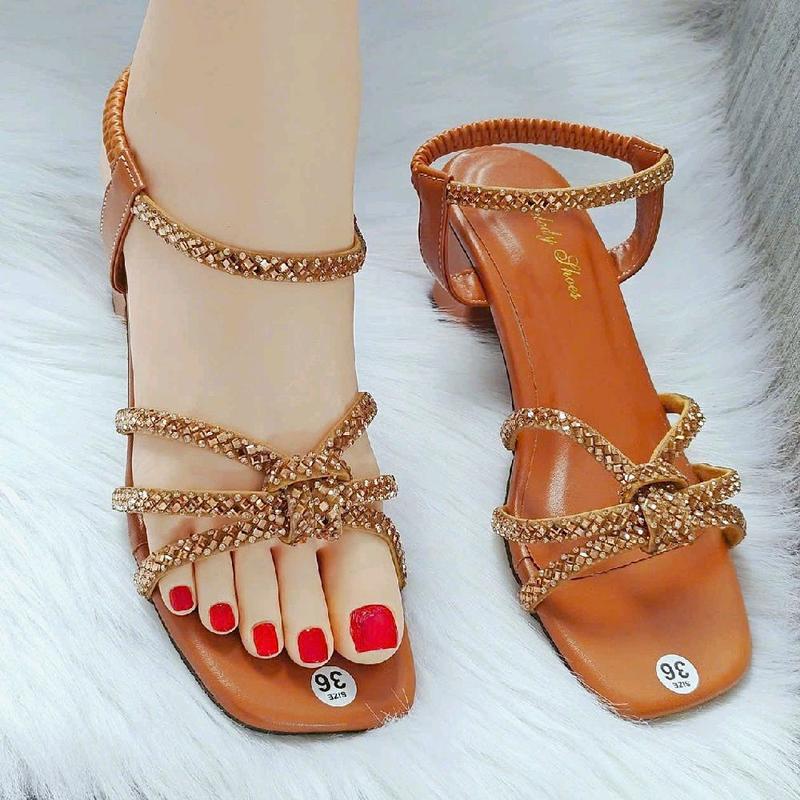 QUAI HẬU /  Giày Cao Gót Sandal Quai Đính Đá 5 Phân Sang Chảnh Dễ Thương Cho Nữ - Nhung Shoes Có Quai Women