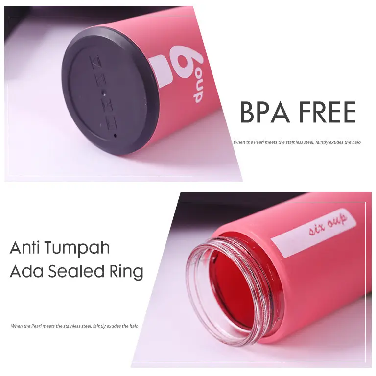 Botol Minum Kaca Six Oup I Beling Cover Plastik 6oup Logo | Tumbler Unik Motif Six Oup 450 ML 1