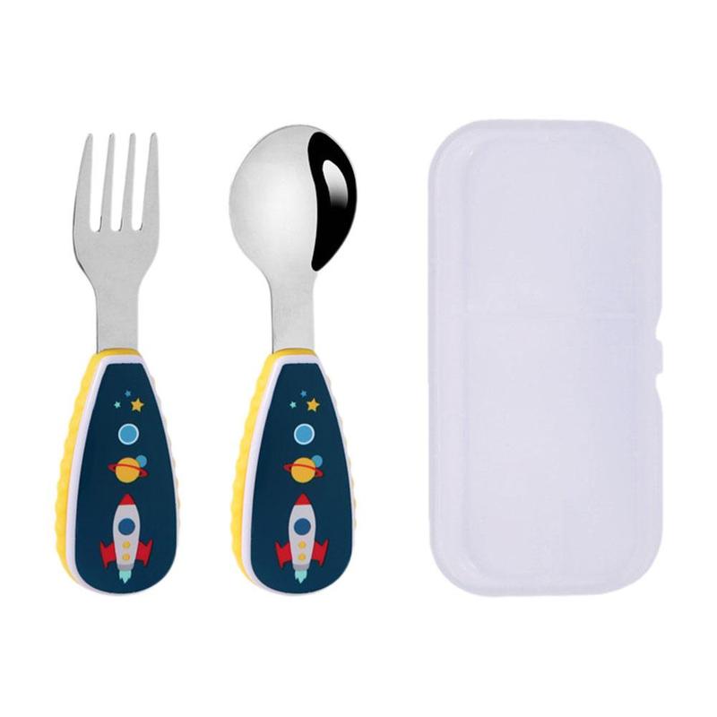 Product Introduction of 1 Set Cute Tableware Food Training Spoon Dessert Spoon For Children Feeding Spoon Fork Baby U0F6 25