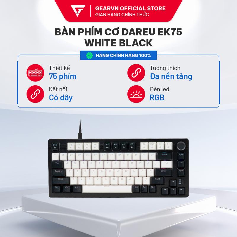 Bàn phím cơ có dây DareU EK75 White Black