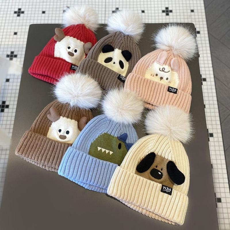 Product Introduction of beyonday New Winter Knitted Hat Cute Cartoon Windproof Beanie Cap Casual Thickned Pullover Hats for Kids 10