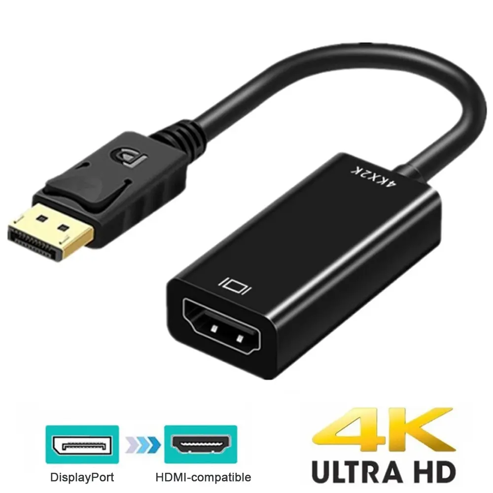 Bộ Chuyển Đổi DisplayPort sang HDMI, Độ Phân Giải 4K, DP Đực sang HD Nữ, Bộ Chuyển Đổi Cáp TV, Video và Âm Thanh, Tương Thích Với PC và TV Phụ Kiện
