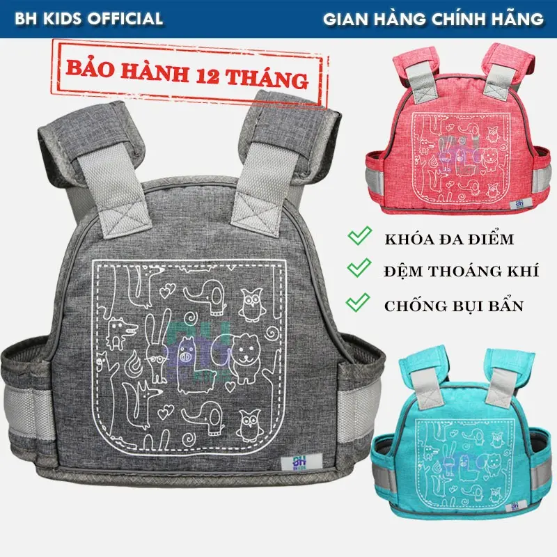 Đai đi xe máy BH Kids an toàn cho bé (từ 1 đến 10 tuổi), chống bụi bẩn, thoáng khí, chắc chắn, phát sáng ban đêm Địu 0