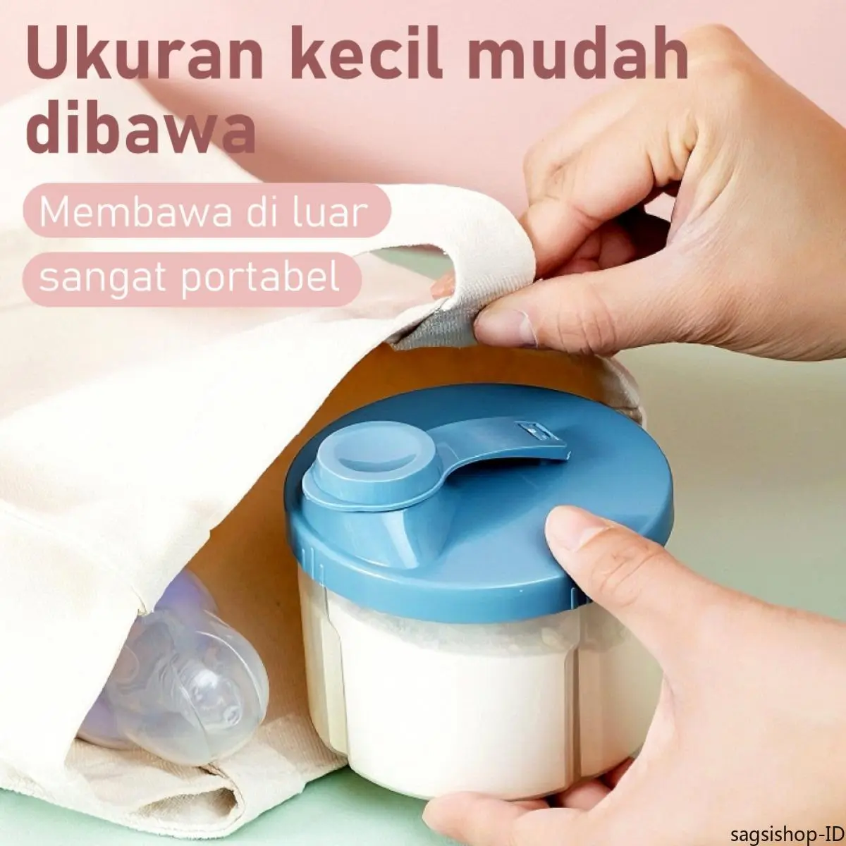 Kotak Penyimpanan Susu Bubuk Bayi 4 Seksi Pivot - BPA Free, Anti Bocor & Anti Tumpah, 240ml per Seksi, PP Food Grade Seperti Botol Susu, Portable untuk Travel & MPASI, Tiga Warna Pastel (Putih Susu, Pink Jeruk, Biru Tua)