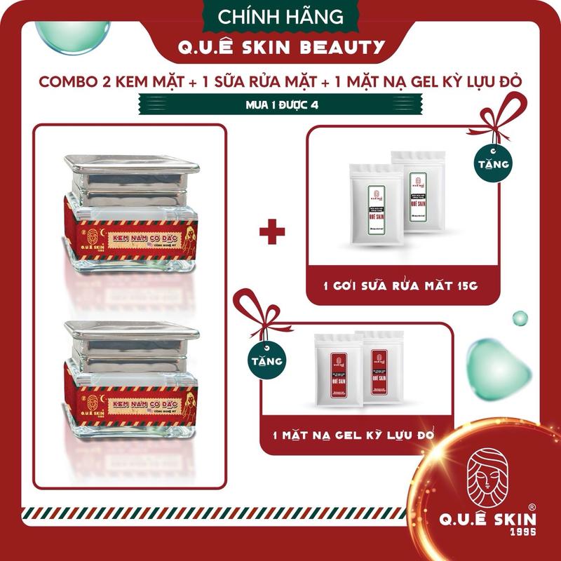2 kem ĐÊM LỚN Combo BỘ CẶP hỗ trợ NÁM QUÊ chay bưởi cam vàng lô hội Quê Skin KHÔNG lấy kem NGÀY hỗ trợ Da nhạy cảm tặng Hủ Kem Kỳ 15g + 1 gói sữa rữa mặt 15g Skincare Kem Face