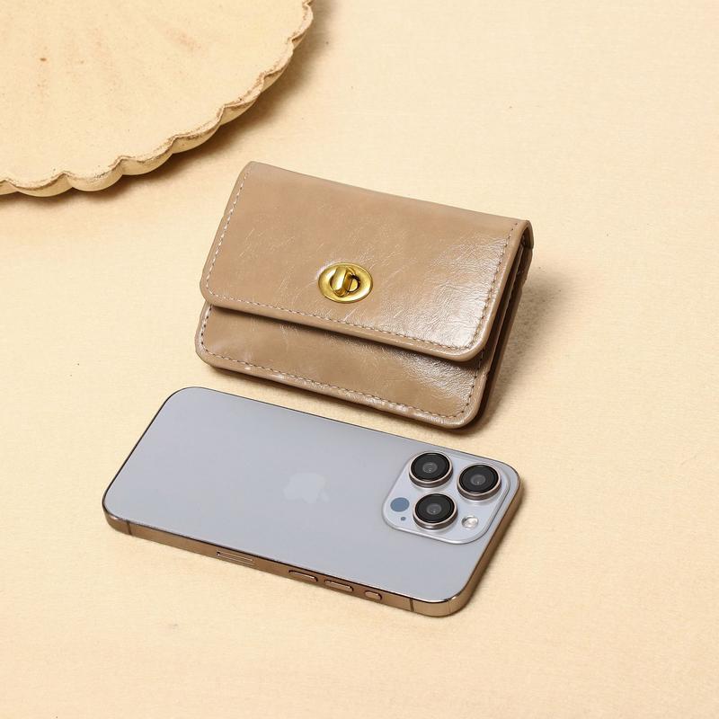 Product Introduction of Simple Solid Color Retro Lock Multi-layer Card Bag 6