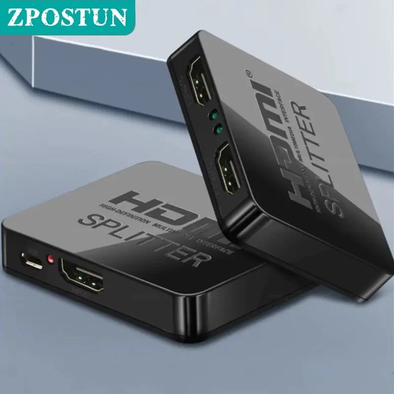 ZPOSTUN 1 in 2 Out HDMI Splitter 4K Video Switcher HDMI Cable Adapter 1x2 Hub For PS4 Laptop Monitor TV Box Projector