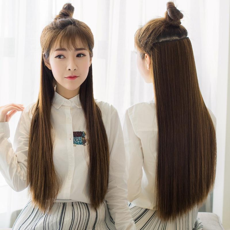 Tóc Giả Mảnh Tóc Thẳng, Dành Cho Nữ, Một Mảnh, Mảnh Nối Tóc Năm Thẻ, Tóc Mô Phỏng, Vô Hình Và Liền Mạch, Tóc Thẳng Dài
