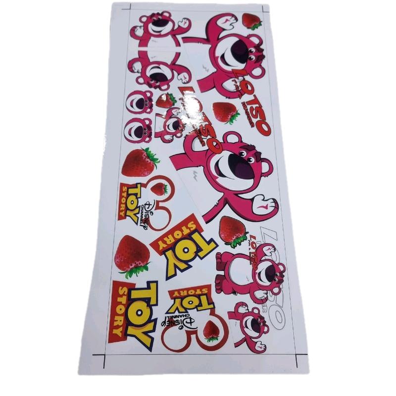 Combo logo sticker gấu dâu hồng dễ thương dán trang trí xe máy kích thước 20x60cm - shin decal Nhãn Dán Tem