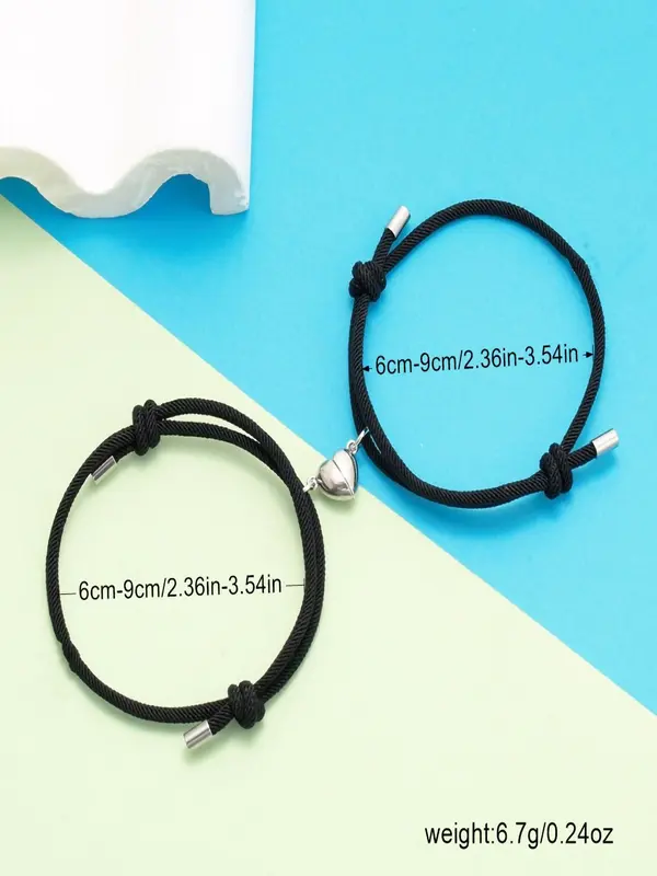 Simple Heart Charm Adjustable Bracelets, Couple's Matching Bracelets, Casual Jewelry for Party, Daily Clothing Decor, Trendy All-match & Exquisite Jewelry for Valentine's Day Gift 1