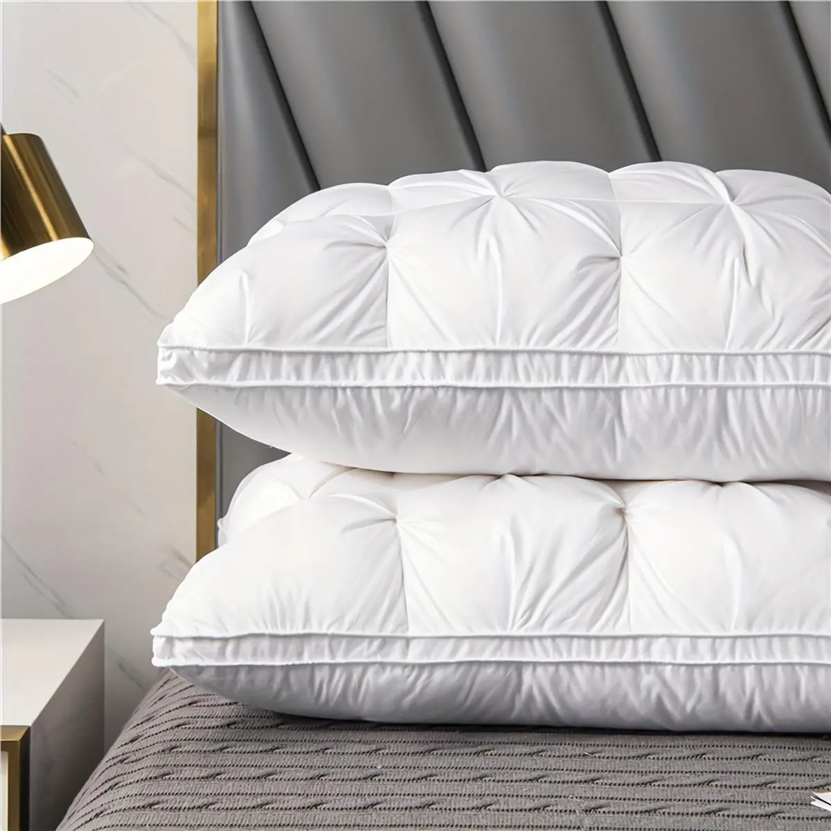 Solid Color Comfortable Fluffy Pillow, 1 Count Soft Neck Support Pillow, Sleeping Pillow for Home Bedroom, Bedding Supplies, Bedroom Accessories
