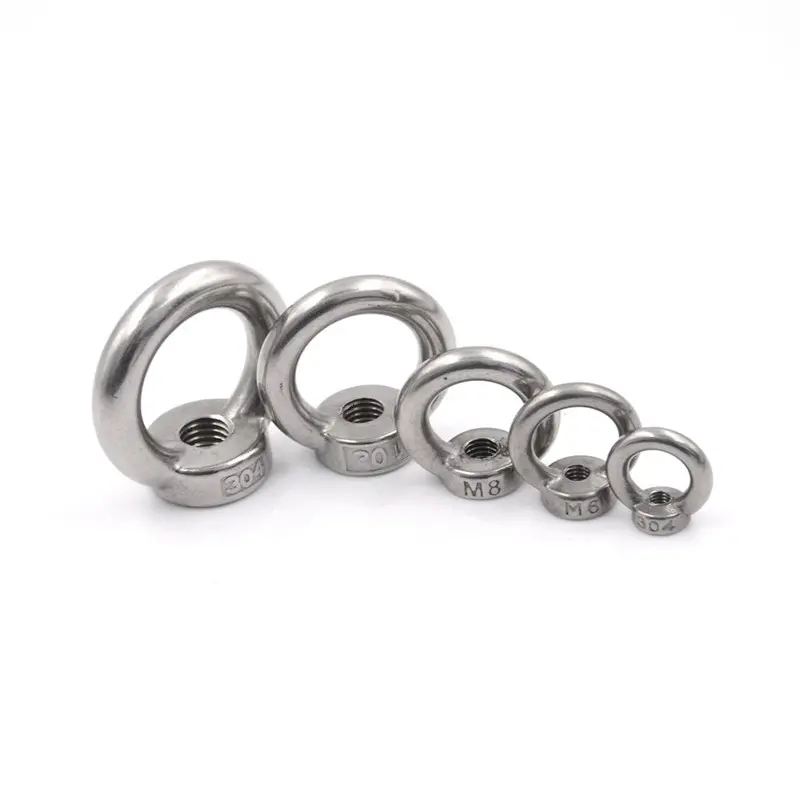 Vòng đai ốc nâng mắt bằng thép không gỉ 304, đai ốc hình dạng, có các kích cỡ M5 / M6 / M8 / M10 / M12