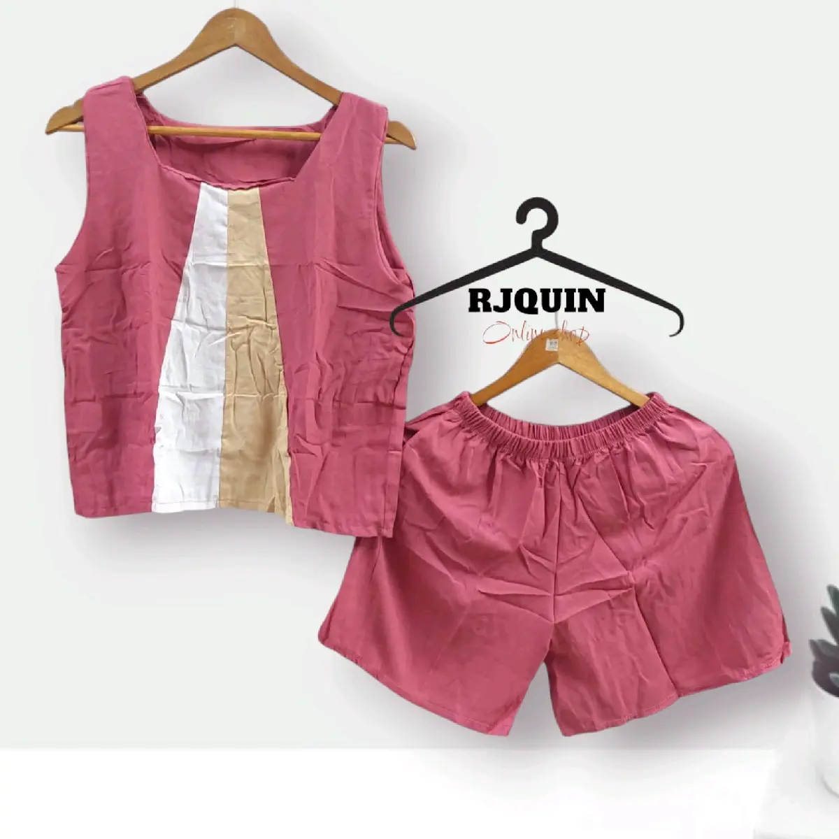 Kelley Terno top-sleeveless and Short-full garter with One Side Pocket in Challis Fabric - Womenswear Comfy Fit