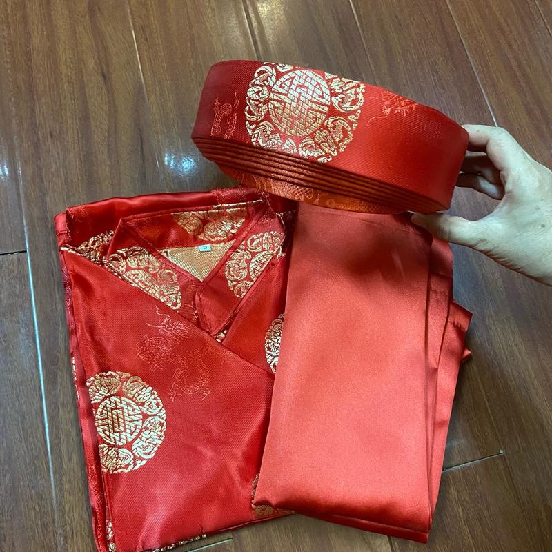 Bộ Quần Áo Mừng Thọ (Bao Gồm Áo, Quần & Khăn Xếp Đội Đầu) - Trang Phục Mừng Thọ, Lễ Đình Chùa, Nhà Thờ Họ 4