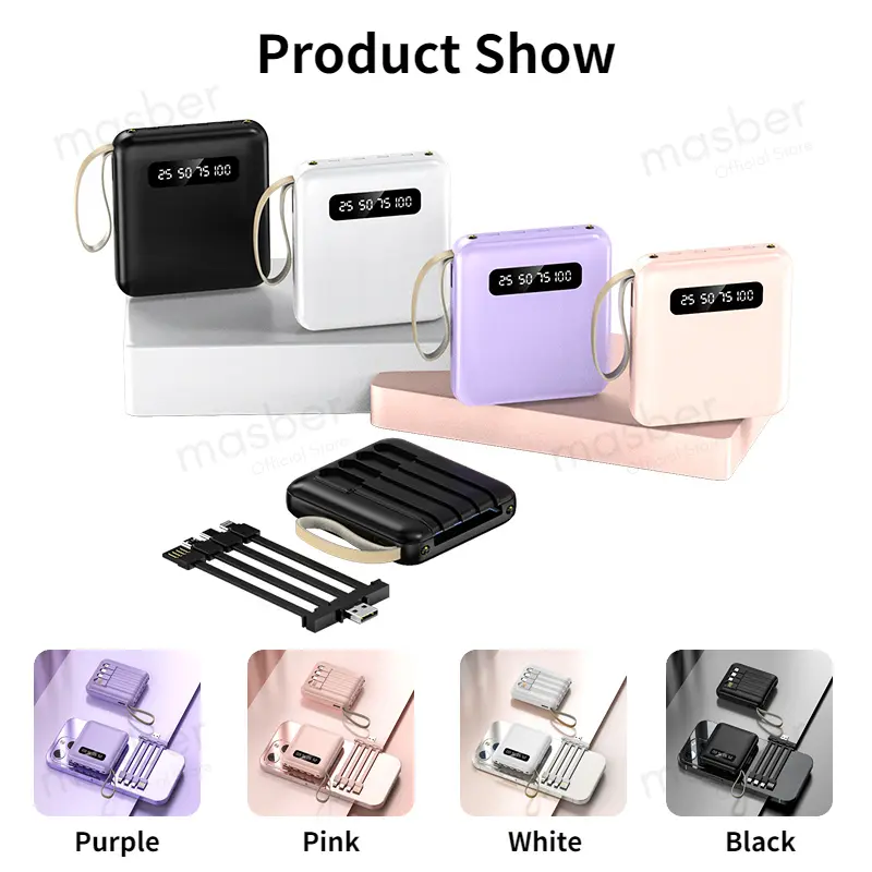 PIN DỰ PHÒNG 20000mAh - SẠC 3 ĐIỆN THOẠI CÙNG LÚC, ĐẦY PIN CHỈ 1 TIẾNG! 🔋⚡Powerbank, masber, 20000mah, với 4 Cáp, Cỡ Nhỏ (kích thước nhỏ), Mini (Type C hoặc Micro hoặc IP), Pawer Bank, Chính Hãng, Màn Hình Kỹ Thuật Số 6