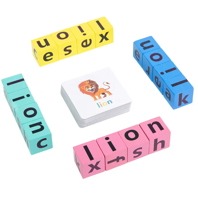 GeeToy Letter Spelling Block Flash Cards Game English Words Early ...