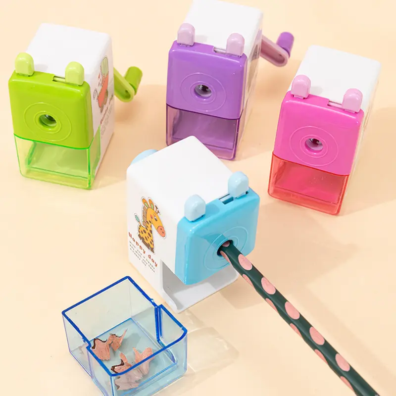 [READY] Aimilo Rautan Serutan Pensil Putar Gaya Kartun Sharpener Rautan Meja 4 Warna Plastik Pena Stationery 3