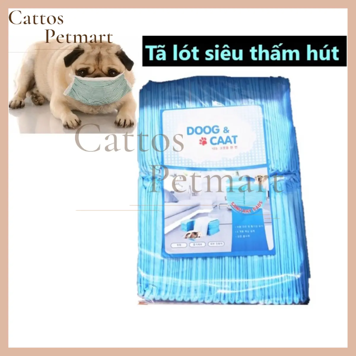 Thảm lót tấm lót vệ sinh cho chó mèo bỉm lót ổ cho thú cưng CATTOS PETMART