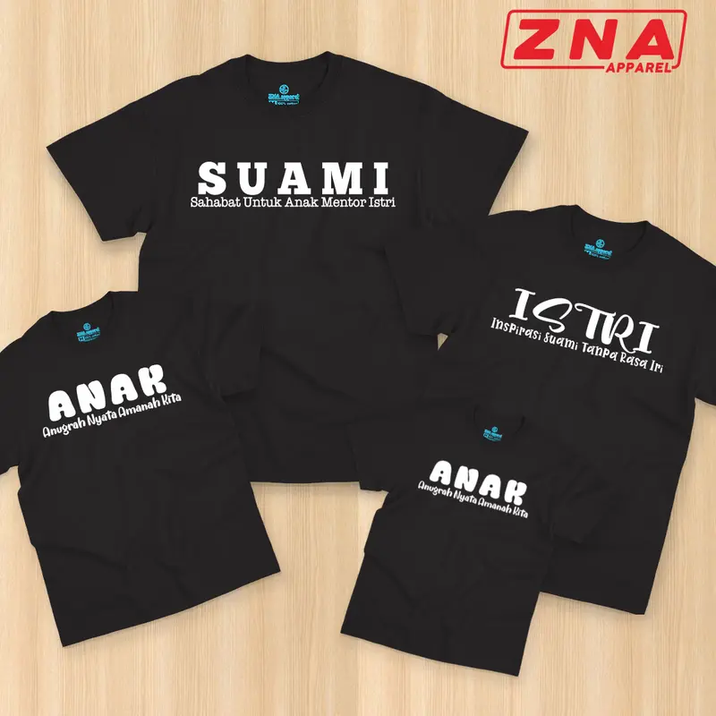 Kaos Couple Keluarga Suami Istri Anak | Baju Atasan Pasangan Ayah Ibu Anak Bahan Katun Combed 30s 3