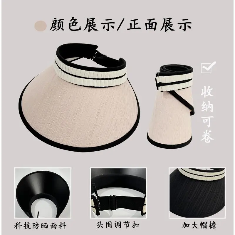 Mũ Chống Nắng, Thời Trang Mùa Hè, Dễ Phối Đồ, Sành Điệu, Hở Đầu, Chống Nắng, Thường Ngày, Cầm Tay Và Có Thể Gập Lại Vành Lớn, Che Mặt, Dành Cho Nữ 8