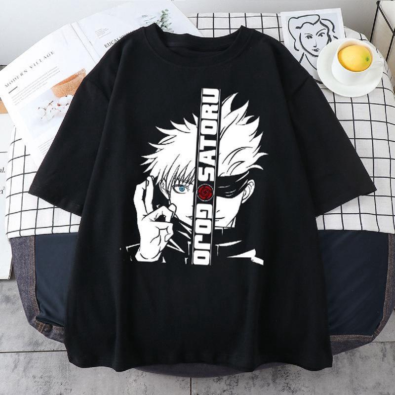 Áo thun cotton thoáng khí Bông nguyên chất thoáng khíTượng đơn kiểu Áo Thun Tay Lỡ Unisex GOJO SATORU , Áo Phông Nam Nữ Form Rộng, có hình ảnh videotiên xu hướng 4