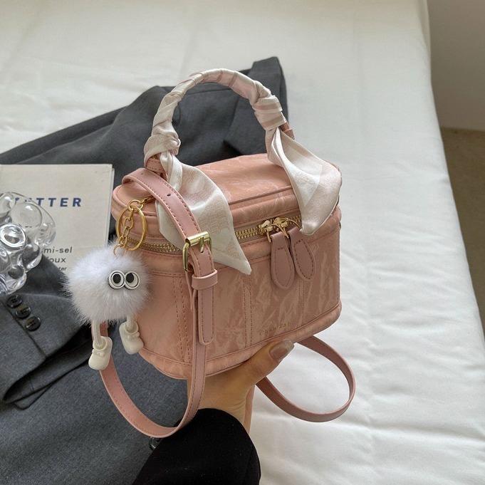 Túi Cốp Nữ Đẹp, Túi Xách Cầm Tay Đeo Chéo Kèm Móc Khóa, Khăn Lụa Sang Chảnh Bag Nhung Lady 780