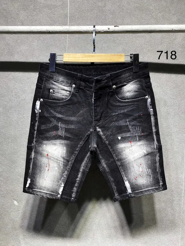 Quần short nam Đen loang xước nhẹ chất vải jean phối vảy sơn chuẩn form Menswear Pants Có Túi 1