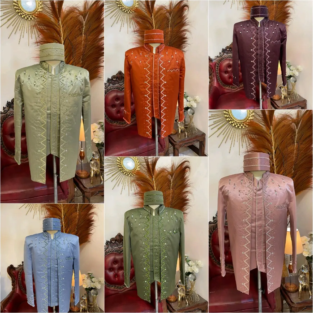 beskap pengantin pria motif zig zag mewah