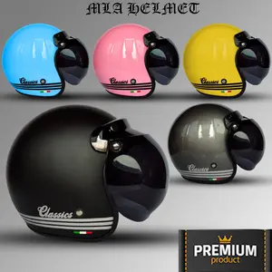 HELM BOGO classic RETRO DEWASA FULL LEHER UNTUK PRIA DAN WANITA DEWASA HELM MURAH KUALITAS PREMIUM KACA DATAR INJAK KACA CEMBUNG HITAM BENING COD