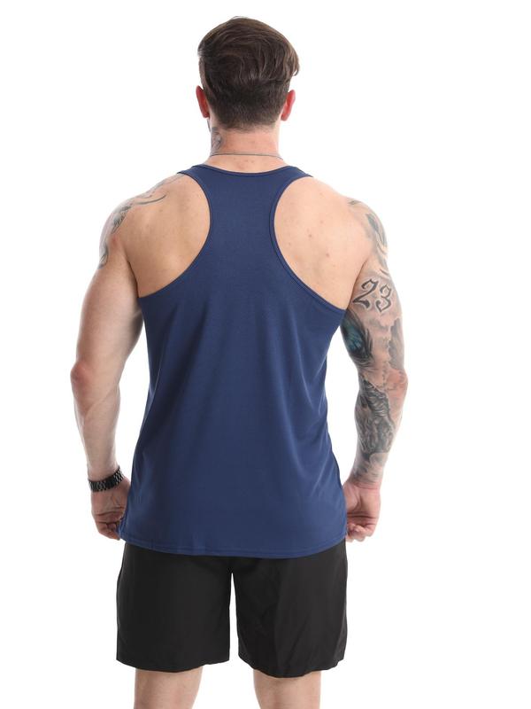 Men's Regular Fit Solid Scoop Neck Sports Tank Top, Quick Drying Comfortable Sports Top for Gym Workout Running, Casual Men's Sportswear for Summer, Activewear 8
