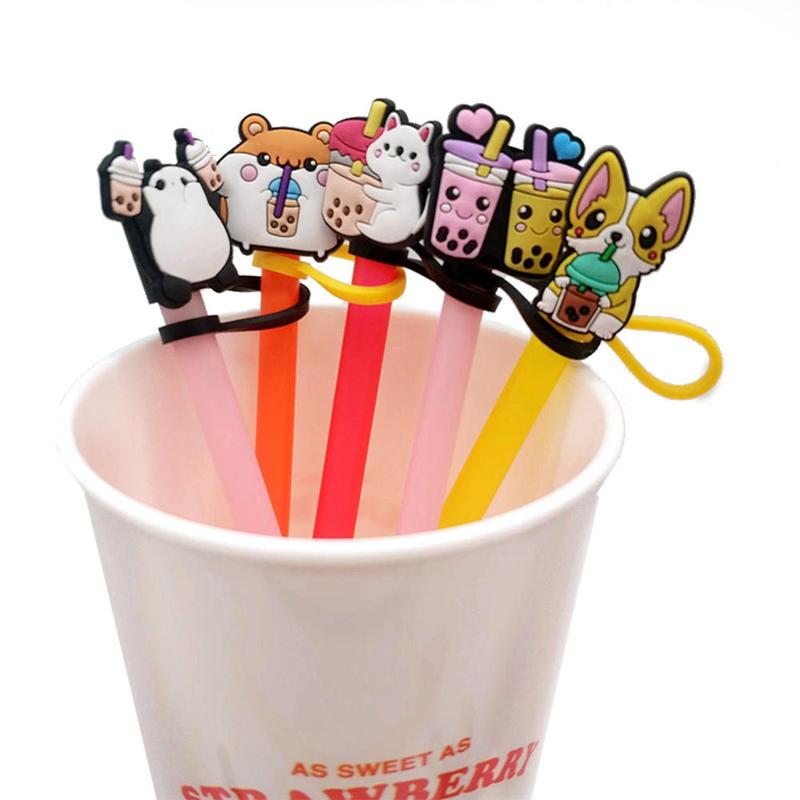 Product Introduction of 8mm/0.32in Straw Cover Cap Silicone Cute   Milk Tea Straw Protector Cover Straw Tip Topper Compatible with Stanley 30&amp;40oz Tumbler 22