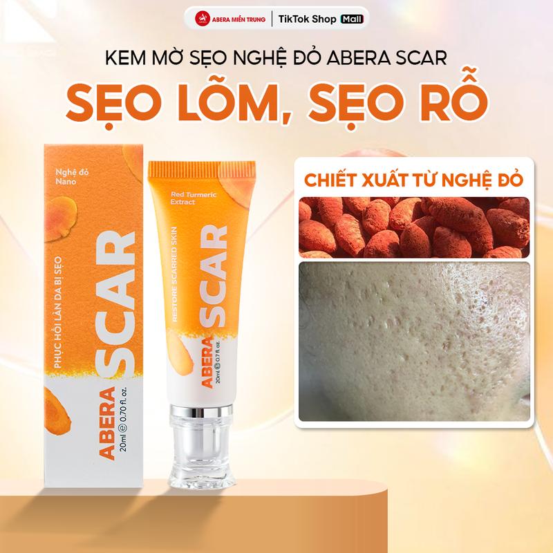 Kem Mờ Sẹo Nghệ Đỏ Abera Scar 20g - Hỗ Trợ Cải Thiện Sẹo Lõm, Rỗ, Thâm Mới Và Lâu Năm 1