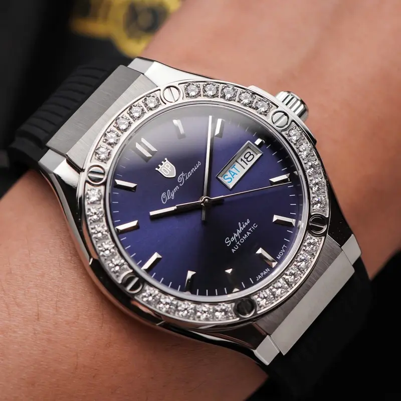 Đồng Hồ Nam Olym Pianus OP-99045 Niềng Đá - Mặt Kính Sapphire Nguyên Khối Size 41.5MM | Máy Cơ Automatic Bảo Hành 5 Năm 3