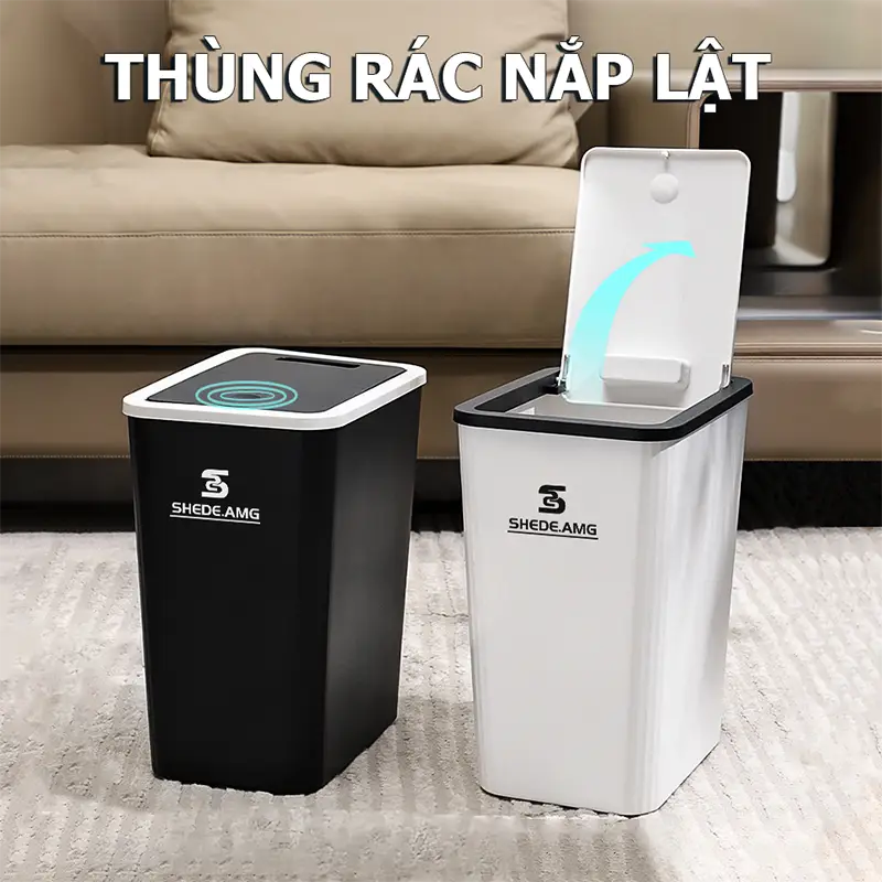 Thùng Rác Nắp Bật 13 Lít, Nắp Có Nhấn Nút Thiết Kế Đẹp Và Thể Tích Lớn Cho Nhiều Phòng TR3
