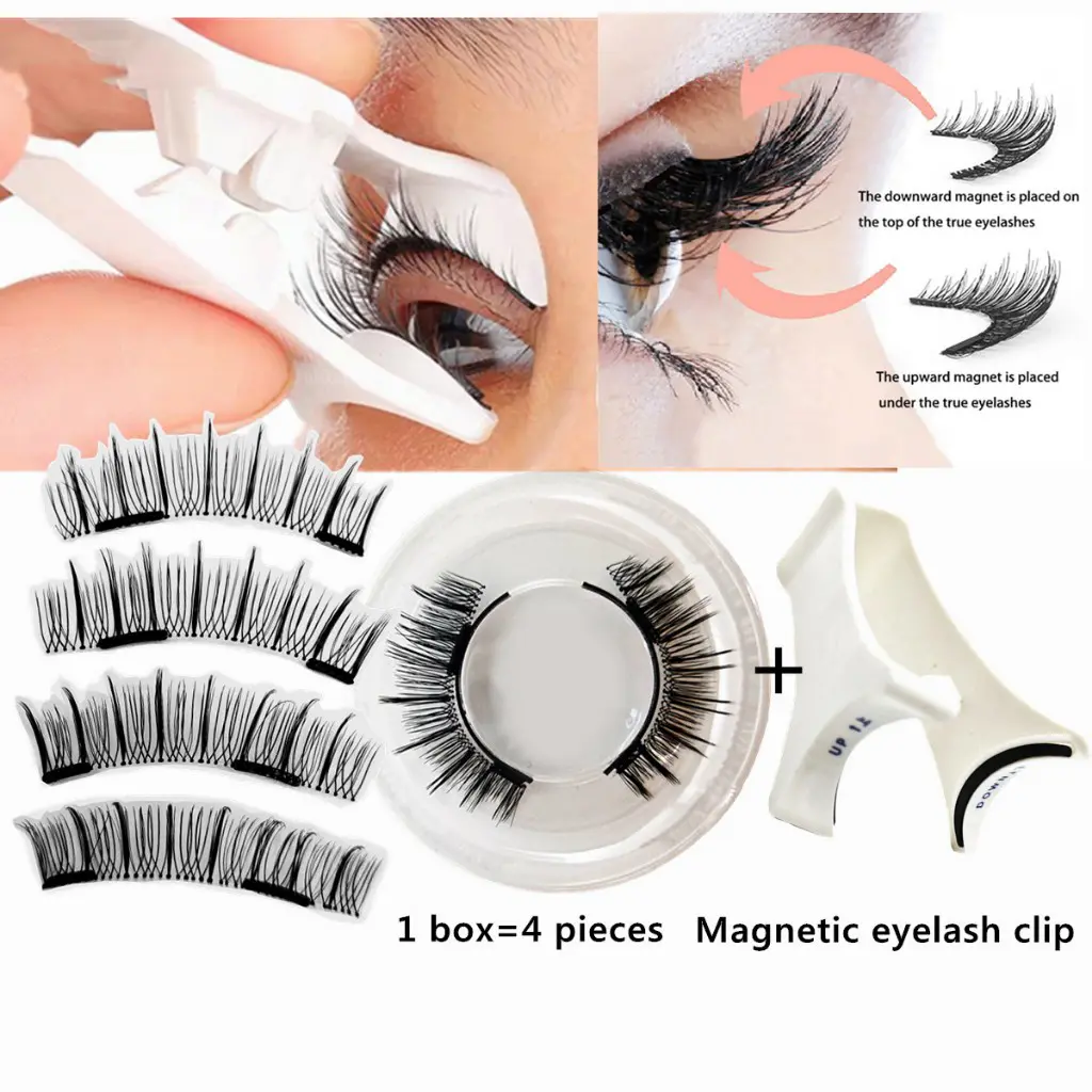 New Mixed Magnetic False Eyelash [1 Pair=4 Pieces] Reusable Natural Magnetic Eyelashes Soft
