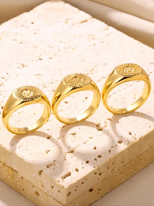 Vintage Sun Design Metal Ring, Gifts for Girlfriend, Casual All-match Jewelry for Teens Gift, Simple Classic Fashion Accessories for Daily Wear 4